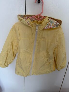 Zara Yellow Hooded Kids Jacket with Floral Lining (18-24 months)